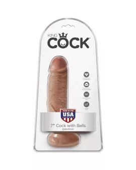 KING COCK - Realistischer Penis mit Kugeln 13.2 cm Karamell