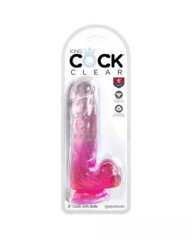 King Cock - Clear Realistischer Penis mit Kugeln 13,5 cm Rosa