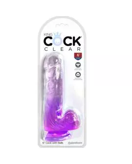 King Cock - Clear Realistischer Penis mit Kugeln 13,5 cm Lila