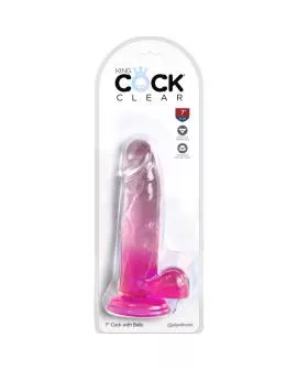 KING COCK - CLEAR REALISTISCHER PENIS MIT KUGELN 15.2 CM ROSA