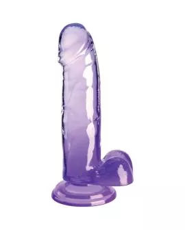 KING COCK - Clear Realistischer Penis mit Kugeln 15,2 cm Lila