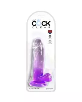 KING COCK - Clear Realistischer Penis mit Kugeln 15,2 cm Lila