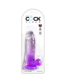 KING COCK - Clear Realistischer Penis mit Kugeln 15,2 cm Lila