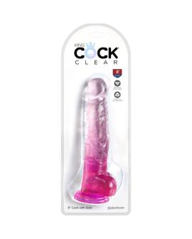KING COCK - Klarer Realistischer Penis mit Kugeln 16,5 cm Rosa