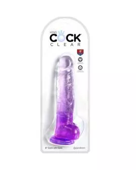 King Cock - Klarer Realistischer Penis mit Kugeln 16,5 cm Lila