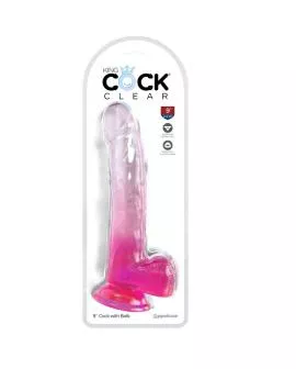 King Cock - Clear Dildo mit Hoden 20,3 cm Rosa