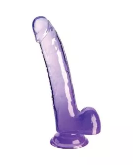 KING COCK Clear Dildo mit Hoden - 20,3 cm Lila