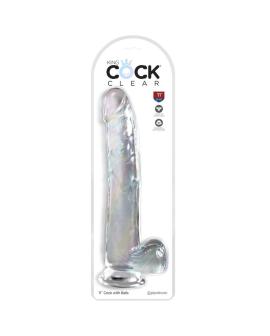 King Cock - Transparenter Dildo mit Hoden 24,8 cm