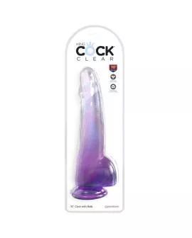 KING COCK - Klarer Dildo mit Hoden 19 cm Lila