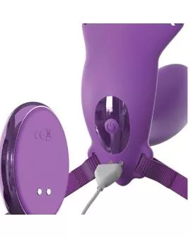 FANTASY FOR HER - G-SPOT-SCHMETTERLINGSGESCHIRR MIT VIBRATOR, WIEDERAUFLADBAR UND VIOLETTER FERNBEDIENUNG