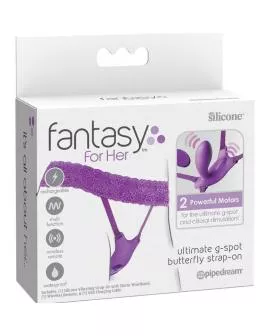 FANTASY FOR HER - G-SPOT-SCHMETTERLINGSGESCHIRR MIT VIBRATOR, WIEDERAUFLADBAR UND VIOLETTER FERNBEDIENUNG
