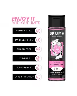 BRUMA - PREMIUM-MASSAGEÖL MIT WÄRMEEFFEKT, GUM-GESCHMACK 3 IN 1 - 100 ML