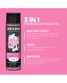 BRUMA - PREMIUM-MASSAGEÖL MIT WÄRMEEFFEKT, GUM-GESCHMACK 3 IN 1 - 100 ML