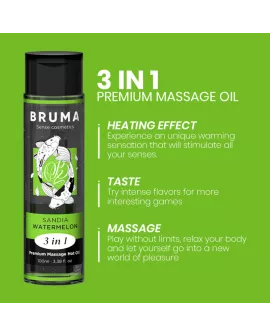 BRUMA - PREMIUM-MASSAGEÖL MIT WÄRMEEFFEKT, WASSERMELONE-GESCHMACK 3 IN 1 - 100 ML