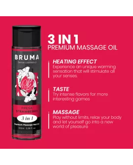 BRUMA - PREMIUM-MASSAGEÖL MIT WÄRMEEFFEKT, ERDBEERE-GESCHMACK 3 IN 1 - 100 ML