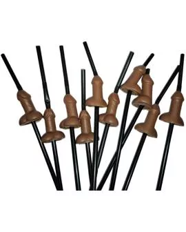 Diablo Picante - 10 Natürliche Große Penis-Strohhälme Beutel