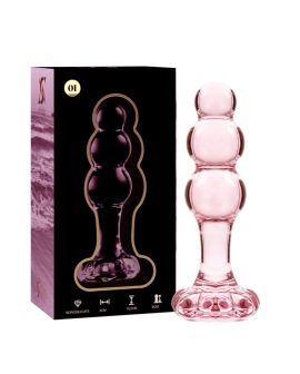 Nebula Series by Ibiza - Modell 1 Analplug Borosilikatglas Rosa 10,5 cm