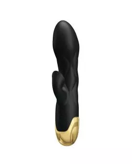 Pretty Love - Schwarzer wiederaufladbarer vergoldeter Luxusvibrator