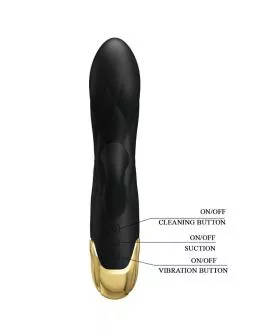 Pretty Love - Schwarzer wiederaufladbarer vergoldeter Luxusvibrator