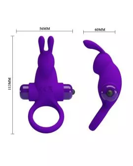 PRETTY LOVE - VIBRATORRING I KANINCHEN FÜR LILA PENIS