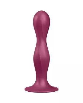 SATISFYER - DOUBLE BALL-R SILIKONDILDO GRANAT