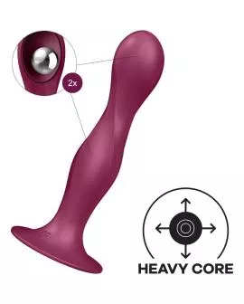 SATISFYER - DOUBLE BALL-R SILIKONDILDO GRANAT