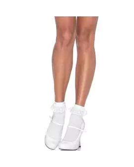 LEG AVENUE - WEISSE SPITZENRÜSCHENSTRÜMPFE