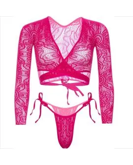 Leg Avenue - Sexy Top Crop aus Spitze mit Tanga