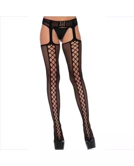 Leg Avenue - Netzstrümpfe mit Strapsen Schwarz