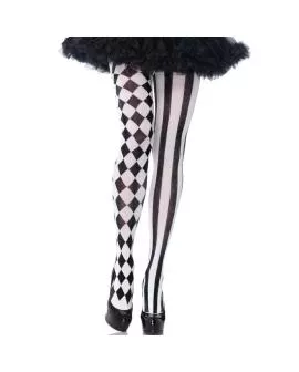 Leg Avenue - Schwarz/Weiße Harlekin-Strümpfe