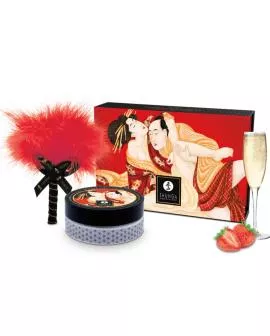 Shunga - Erdbeer-Essbares Massagepulver-Set