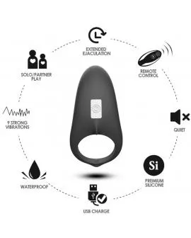 ARMONY - SHARK VIBRATORRING FÜR PAARE FERNBEDIENUNG SCHWARZ