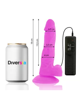DIVERSIA - Flexibler Vibrierender Dildo Lila 18 cm Ø 4 cm