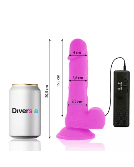 Diversia - Flexibler Vibrations-Dildo Lila 20,5 cm Ø 4,2 cm