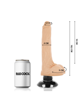 BASECOCK Realistischer Vibrator 2-in-1 Natürlich 18,5 cm - 4 cm