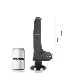 BASECOCK Realistischer Vibrator 2-1 Schwarz 18,5 cm - Ø 4 cm