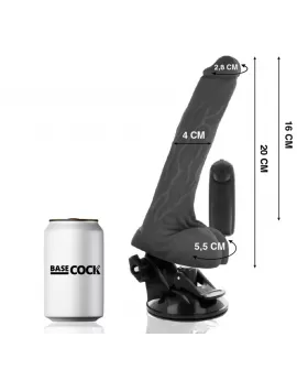 BASECOCK - REALISTISCHER VIBRATOR MIT FERNBEDIENUNG SCHWARZ MIT HODEN 20 CM -O- 4 CM