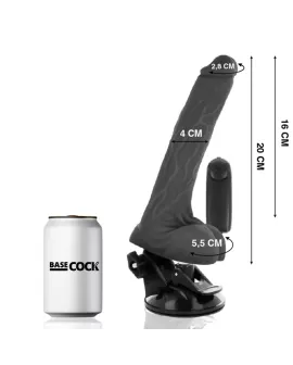 BASECOCK - Realistischer Vibrator mit Fernbedienung Schwarz 20 cm Ø 4 cm mit Hoden