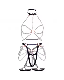 LEG AVENUE - HARNESS BRA & PEARL GARTER 