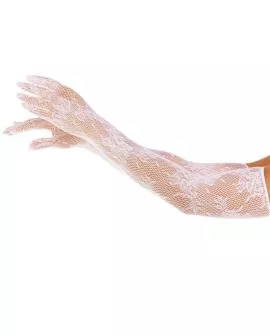 Leg Avenue Handschuhe mit roten Blumen - weiß
