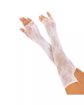 Leg Avenue - Floral Network Fingerlose Handschuhe Weiß
