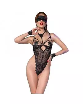 CHILIROSE CR 4488 - Spitzen-Body Schwarz L/XL