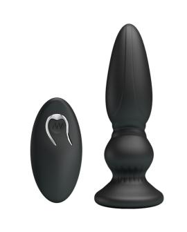 MR PLAY - LEISTUNGSSTARKER VIBRATOR MIT FERNBEDIENUNG, ANALSTECKER, SCHWARZ