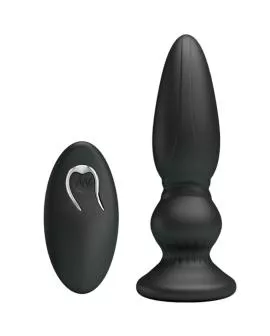 MR PLAY - LEISTUNGSSTARKER VIBRATOR MIT FERNBEDIENUNG, ANALSTECKER, SCHWARZ