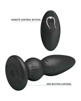 MR PLAY - LEISTUNGSSTARKER VIBRATOR MIT FERNBEDIENUNG, ANALSTECKER, SCHWARZ