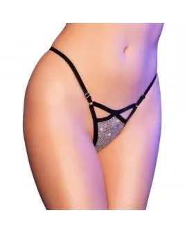 CHILIROSE - CR 4665 Tanga Silber & Schwarz S/M