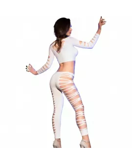 Chilirose CR 3654 Erotik-Top & Leggings - Weiß S/M