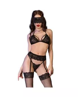 CHILIROSE CR 4467 - Vierteiliges Erotik-Set Schwarz S/M