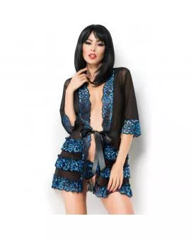 CHILIROSE - CR 3837 PEGNOIR BLAU & SCHWARZ 