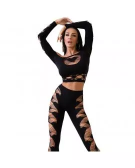 CHILIROSE - CR 4436 TOP & LEGGINS SCHWARZ S/L